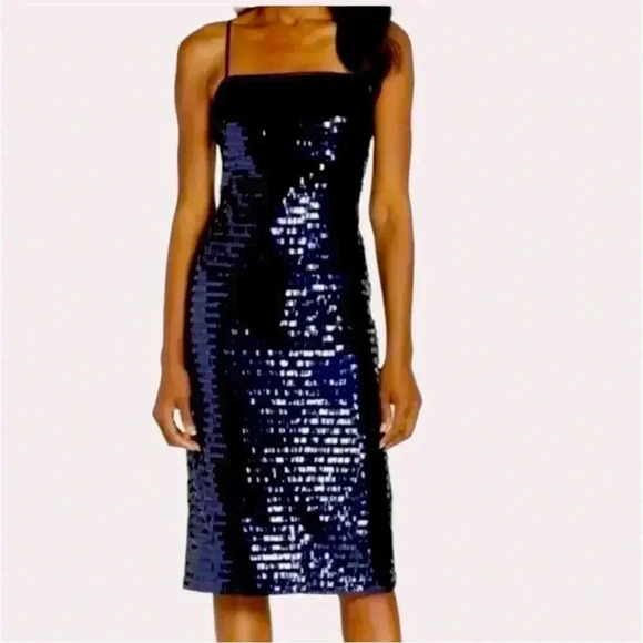 Eliza J Sequin Cocktail Party Sheath Dress Navy Blue size 10 - Picture 1 of 7